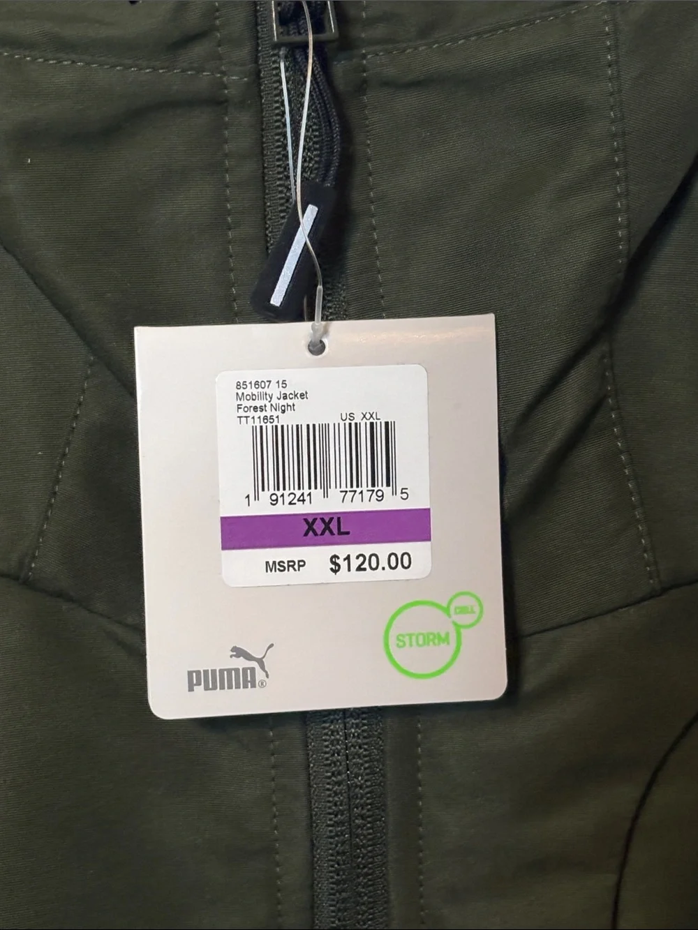 Puma Olive Green Hooded Performance Jacket